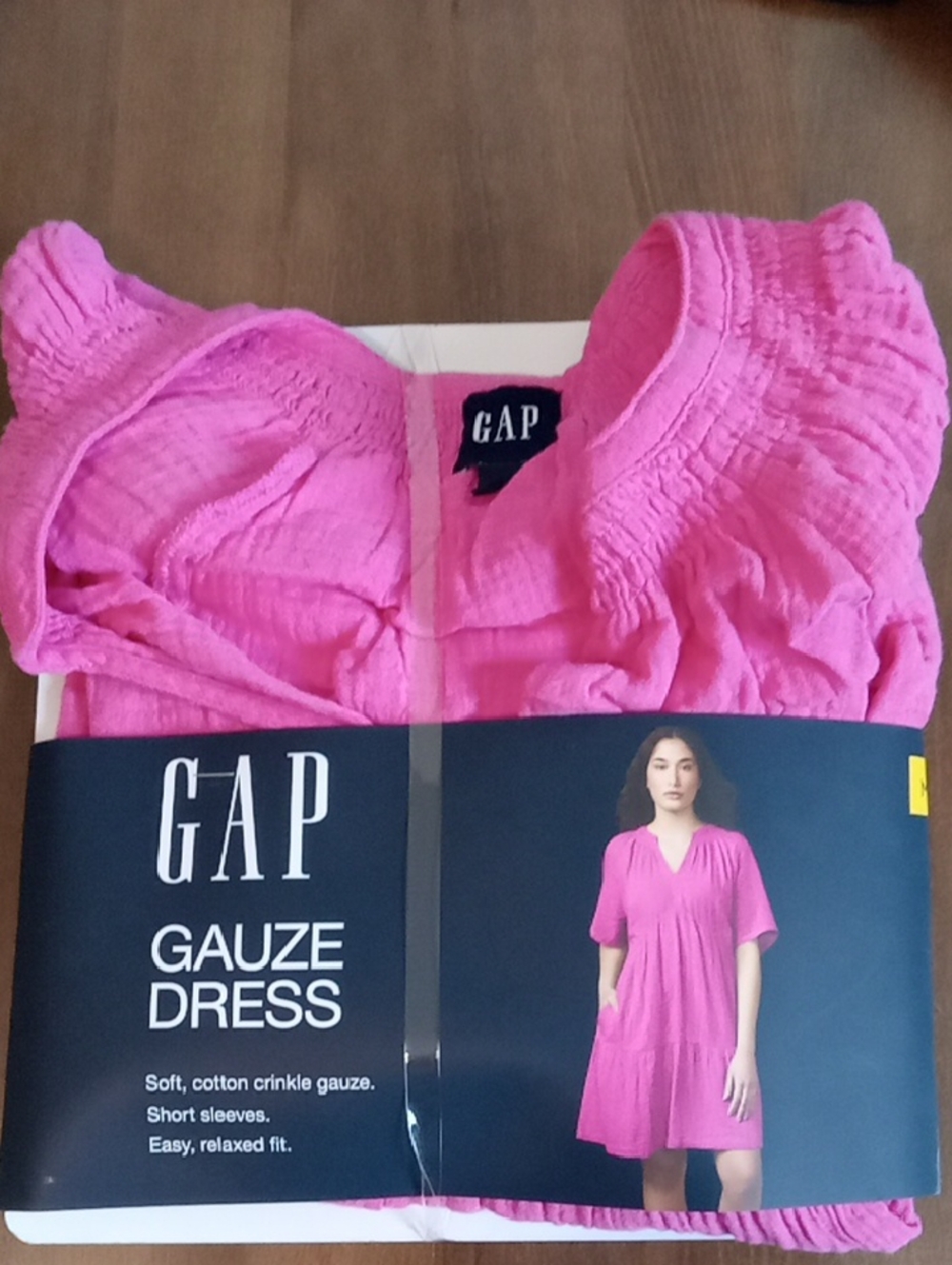 NWTags GAP bright Pink Tiered Mini Dress, Lightweight Gauze Cotton